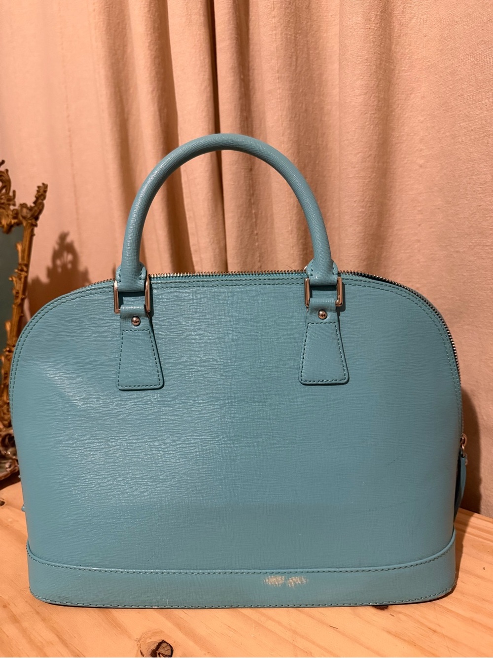 Classic Dome Satchel Handbag in Turquoise - Picture 2 of 10